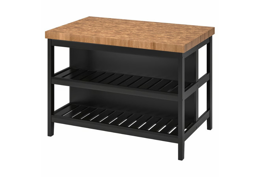 Kitchen island, black/oak