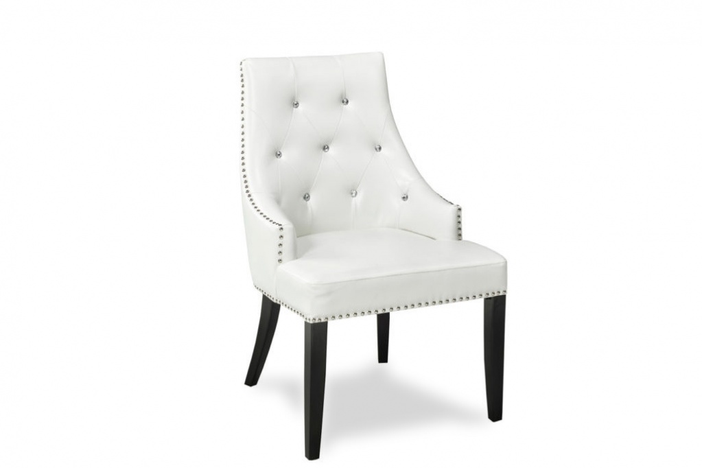 Rondo White Leather  Dining Chair with the ring